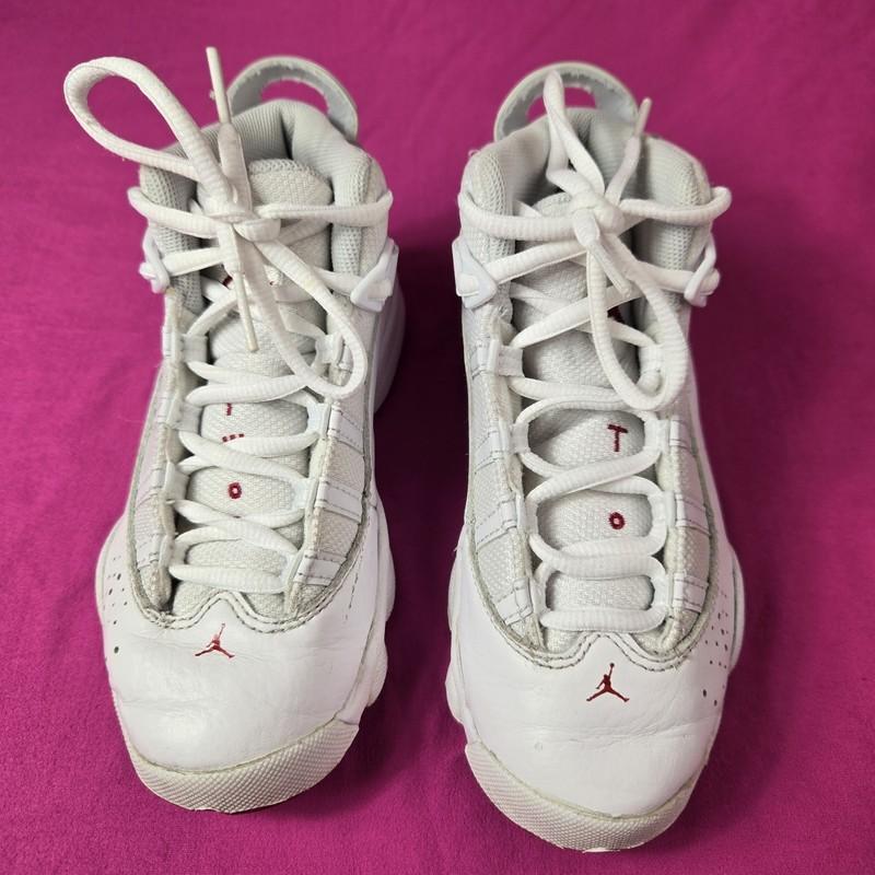 Nike Air Jordan 6 Rings Kids White Lace Up Sneaker 323432-116 Sneaker Sz 12 C