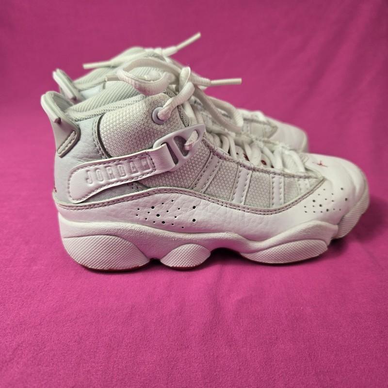 Nike Air Jordan 6 Rings Kids White Lace Up Sneaker 323432-116 Sneaker Sz 12 C