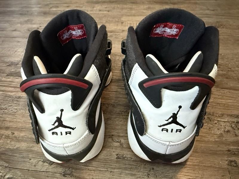 Nike Air Jordan 6 Rings Mens Boys Size 7 Womens 8.5 Black White Gym Red