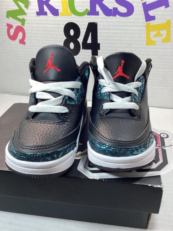 Nike Air Jordan Retro 3 Black/Siren Red-Hyper Jade Toddler Size 6c