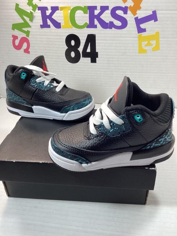 Nike Air Jordan Retro 3 Black/Siren Red-Hyper Jade Toddler Size 6c