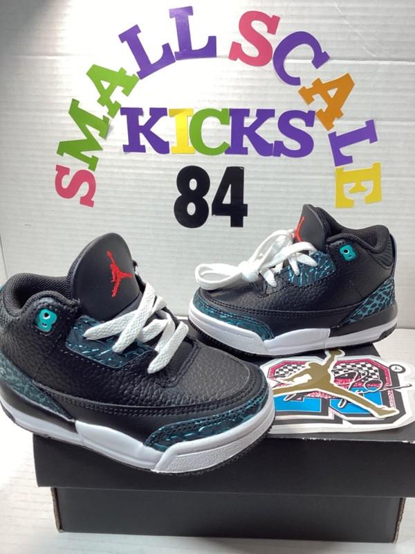 Nike Air Jordan Retro 3 Black/Siren Red-Hyper Jade toddler size 6c