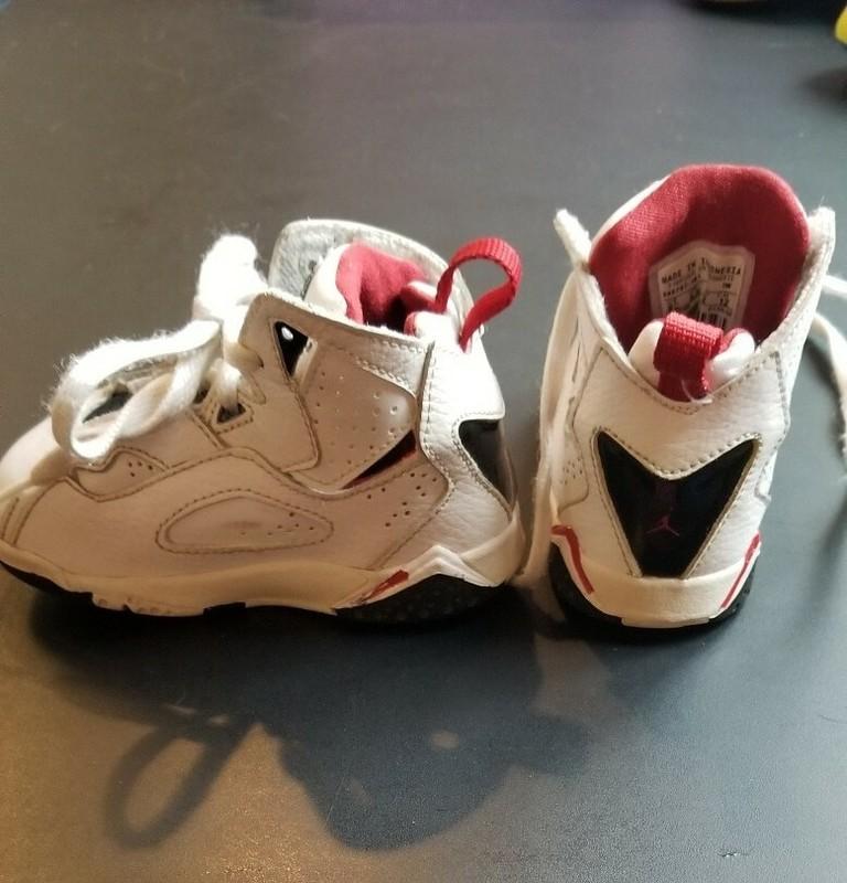 Nike Air Jordan Retro Toddler Sneakers Lace 2008 Shoes White Red Black Cutout 6C