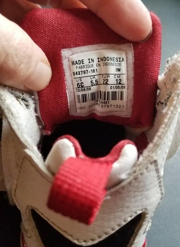 Nike Air Jordan Retro Toddler Sneakers Lace 2008 Shoes White Red Black Cutout 6C