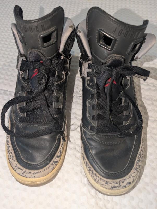 Nike Air Jordan Shoes Hi Tops Spizike OG Black Cement Grey Size 6Y