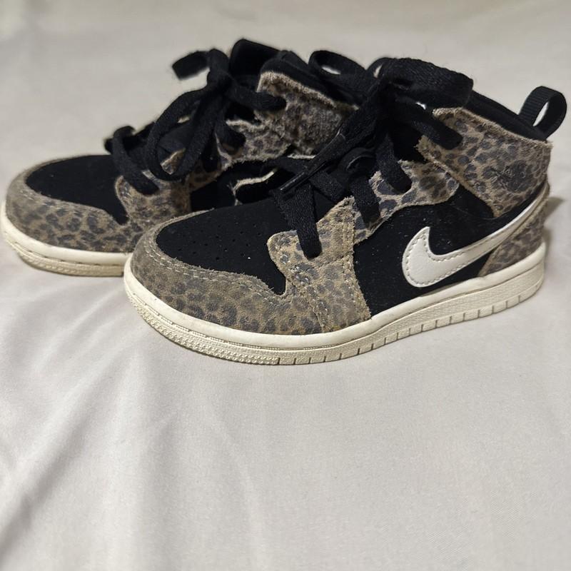Nike Air Jordan Shoes Toddler Size 9C 1 Retro Mid Cheetah Print BQ6933-021
