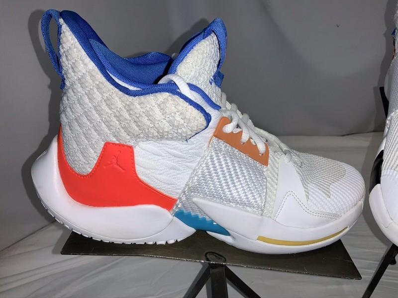 Nike Air Jordan Why Not Zero 2 6.5 Boys White Leather Bball Shoe Mint YGI J0S-78
