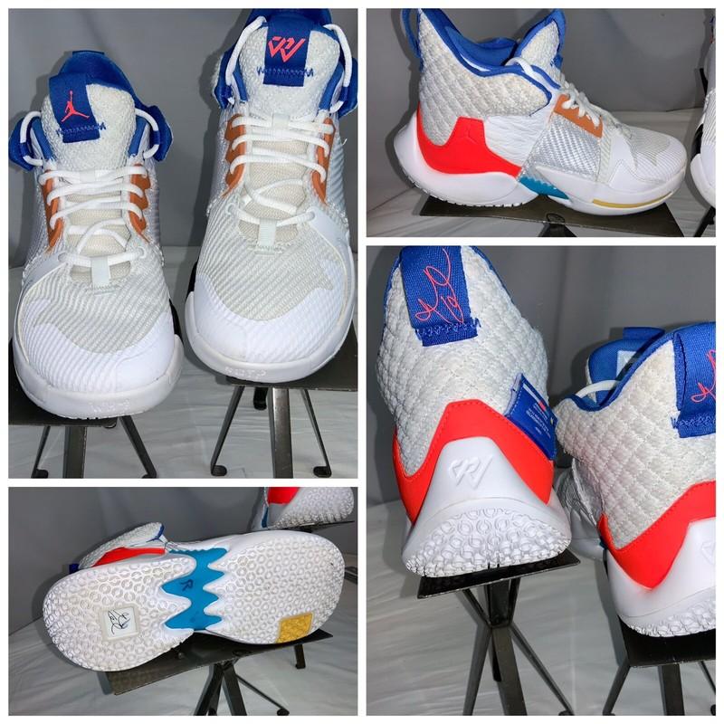 Nike Air Jordan Why Not Zero 2 6.5 Boys White Leather Bball Shoe Mint YGI J0S-78