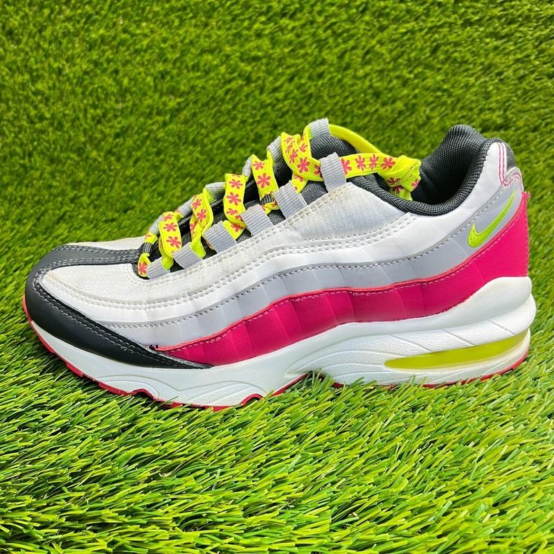 Nike Air Max 95 GS Girls Size 5.5Y Gray Rush Pink Volt Athletic Shoes Sneakers