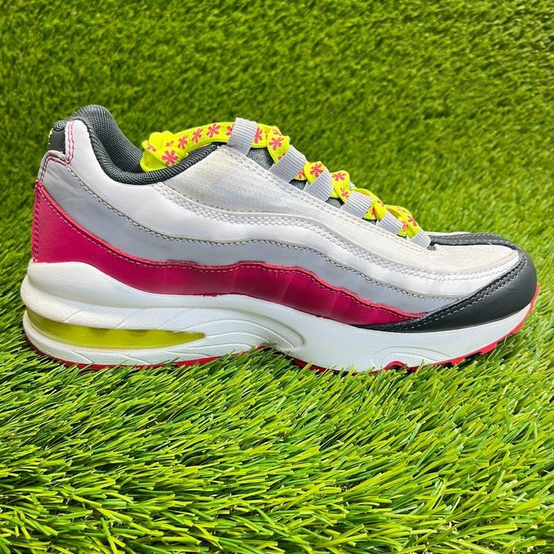 Nike Air Max 95 GS Girls Size 5.5Y Gray Rush Pink Volt Athletic Shoes Sneakers