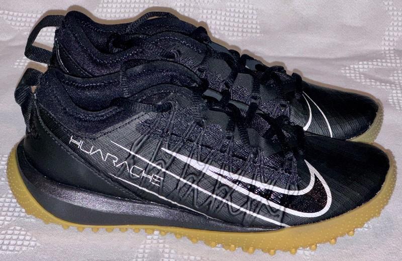 NIKE Alpha Huarache 7 Pro Turf Black Lacrosse Training Shoes Sneaker Youth 3.5 5