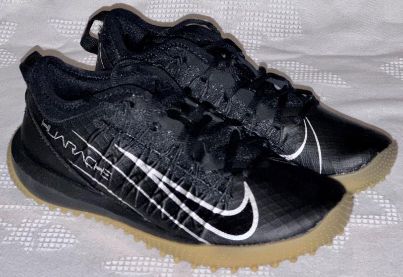 NIKE Alpha Huarache 7 Pro Turf Black Lacrosse Training Shoes Sneaker Youth 3.5 5