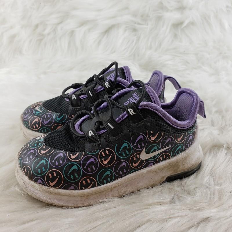 NIKE AV0739-001 Black Purple Easy On Sneakers Little Kids Size US 6C EUR 22