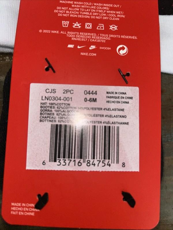 Nike Booties Crib Hat And Booties Newborn 0/6 Months Assorted Color