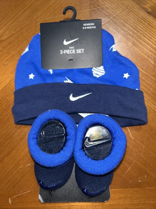 Nike Booties Crib Hat And Booties Newborn 0/6 Months Blue