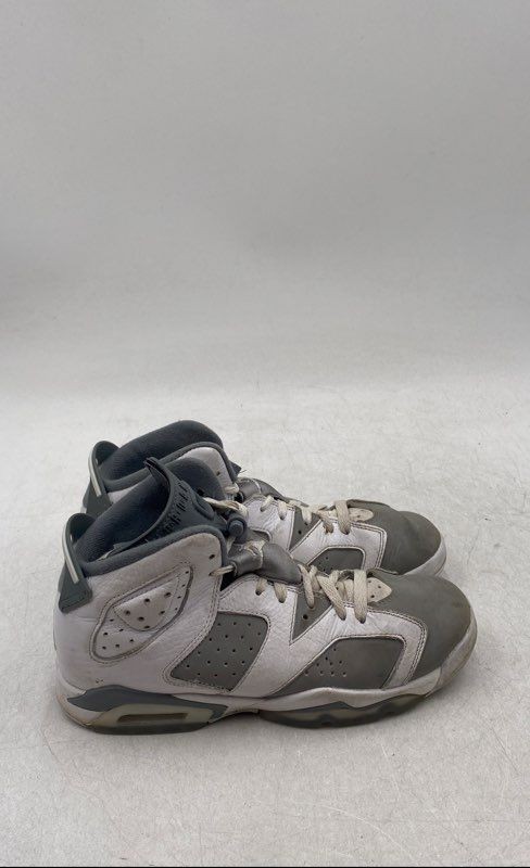 Nike Boys Air Jordan 6 Retro 384665-100 Gray Lace-Up Sneakers Shoes Size 6Y