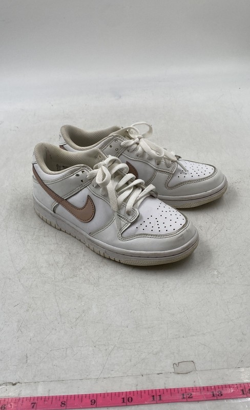 Nike Boys Dunk Low DH9769 White Tan Leather Lace-Up Sneakers Shoes Size 4Y