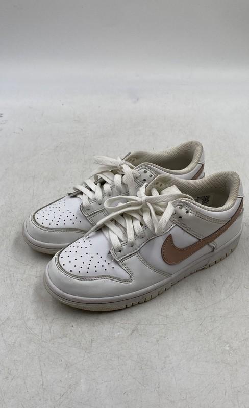 Nike Boys Dunk Low DH9769 White Tan Leather Lace-Up Sneakers Shoes Size 4Y