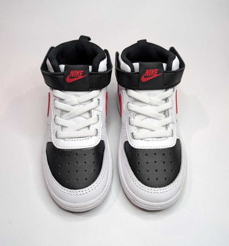 Nike Court Borough Mid 2 (TDV) White/Red/Blk Toddler Boy's Sneakers-Sz 9/10C NWB