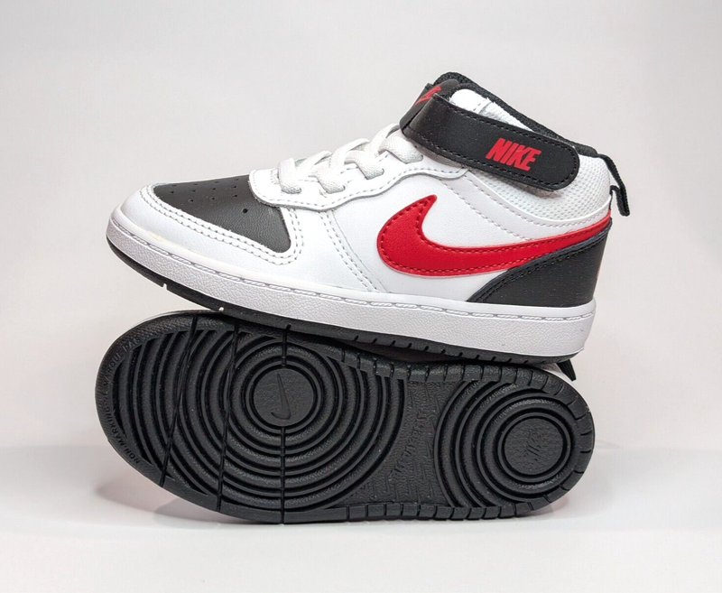 Nike Court Borough Mid 2 (TDV) White/Red/Blk Toddler Boy's Sneakers-Sz 9/10C NWB