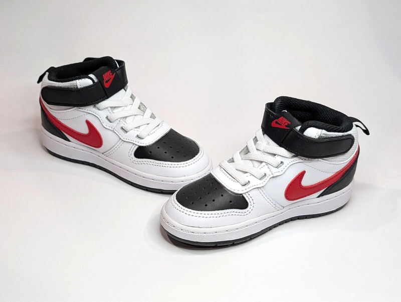 Nike Court Borough Mid 2 (TDV) White/Red/Blk Toddler Boy's Sneakers-Sz 9/10C NWB