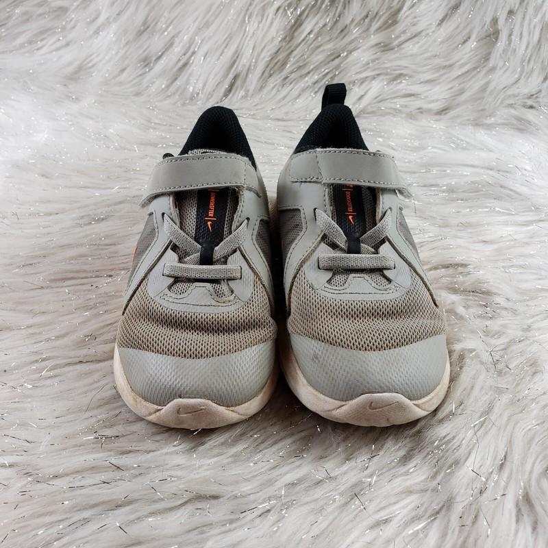 NIKE Downshifter CJ2068-001 Gray Orange Toddler Shoes Easy On Little Kids Sz 10