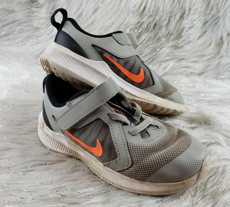 NIKE Downshifter CJ2068-001 Gray Orange Toddler Shoes Easy On Little Kids Sz 10