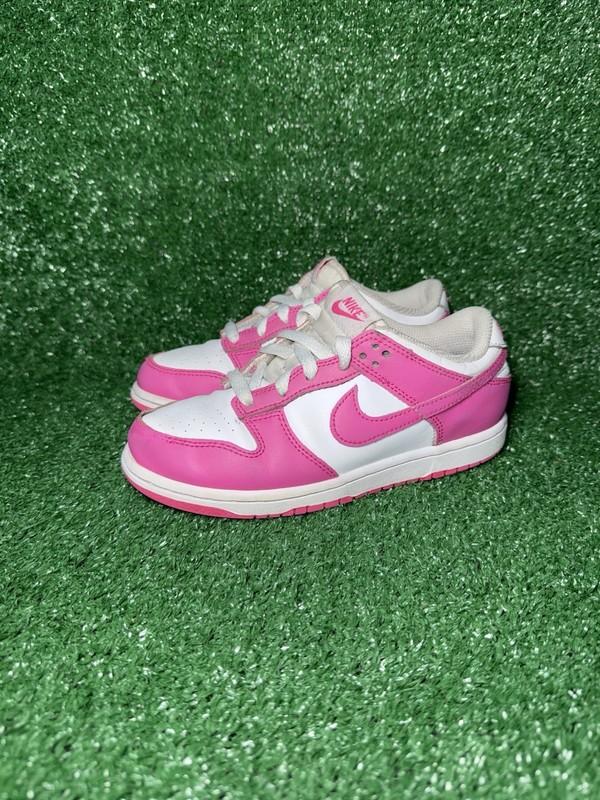 Nike Dunk Low Shoe Youth Size 1.5Y Girls Pink White Shoes Sneakers FB9108-102