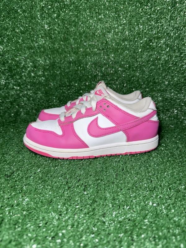 Nike Dunk Low Shoe Youth Size 1.5Y Girls Pink White Shoes Sneakers FB9108-102
