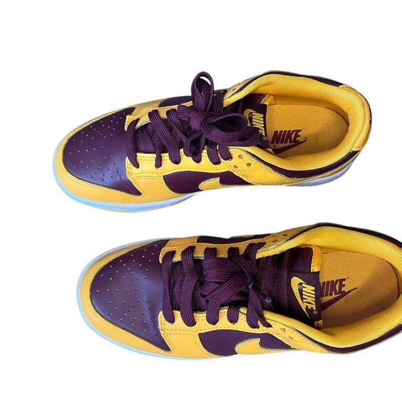 Nike Dunks- Yellow And Purple Athletic Shoes With Classic Silhouette Go Devils