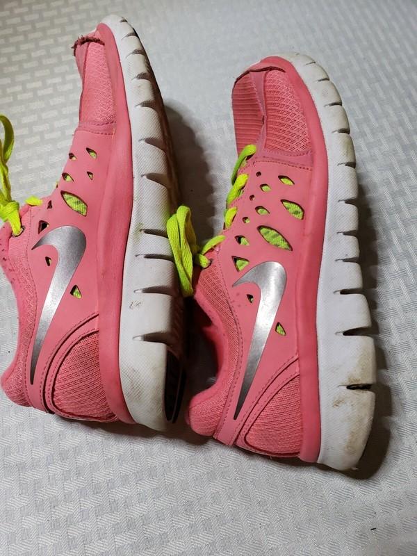 NIKE Flex 2013 Run Girls Pink Yellow Athletic Shoes 579971-602 Sz 4.5Y EUR 36.5