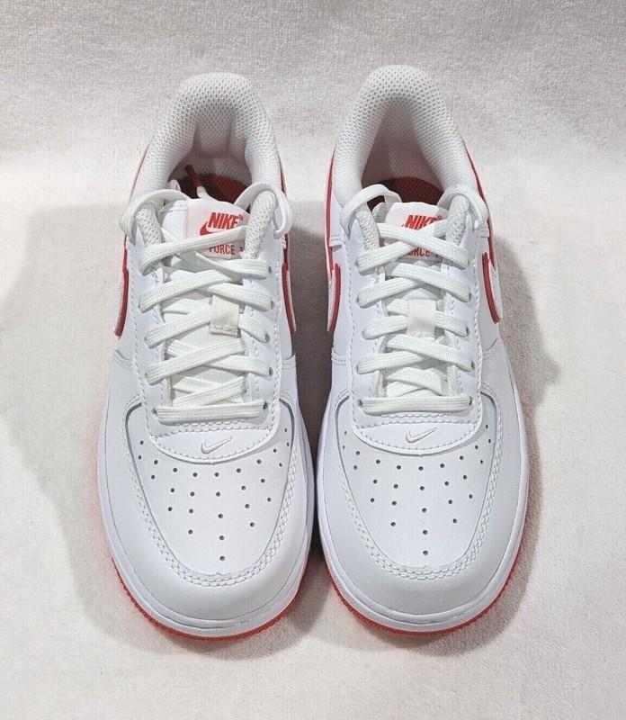 Nike Force 1 Low (PS) White/Picante Red Kid's Sneakers-Asst Sizes NWB FJ3484-101