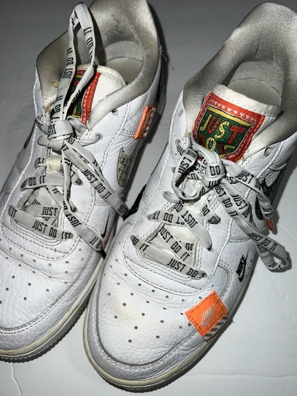 Nike Just Do It Air Force 1 White A03977-100 Low Top Boys Kids Shoes Used 7Y