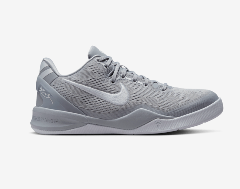 Nike Kobe VIII 8 Gray White FN0266-003 Boys Grade School SZ 4Y-7Y Basketball