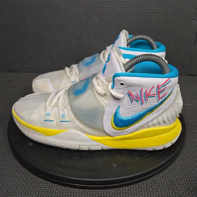 Nike Kyrie 6 Neon Graffiti Basketball Shoes Boys Sz 5 White Athletic Trainers
