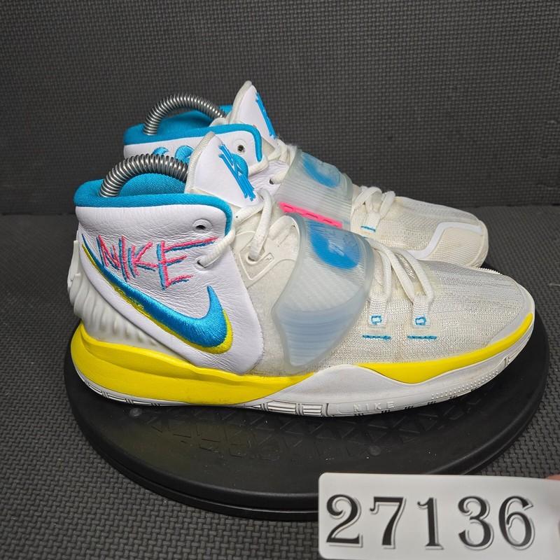 Nike Kyrie 6 Neon Graffiti Basketball Shoes Boys Sz 5 White Athletic Trainers
