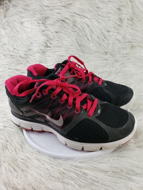 Nike 'Lunarglide 2' 414302-001 Black Pink Dynamic Support Sneakers Girls Size 5Y