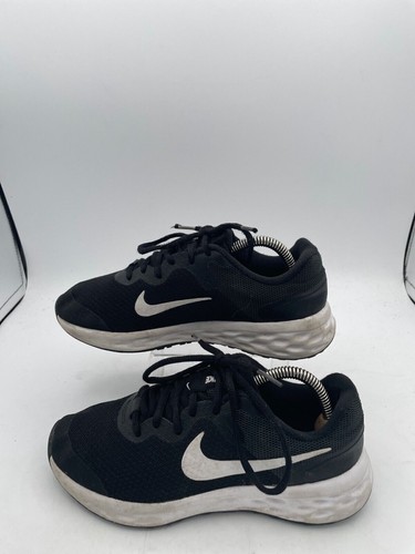 Nike Revolution 6 Sneakers Boy's Sz 4Y Black Logo Running Athletic Shoes