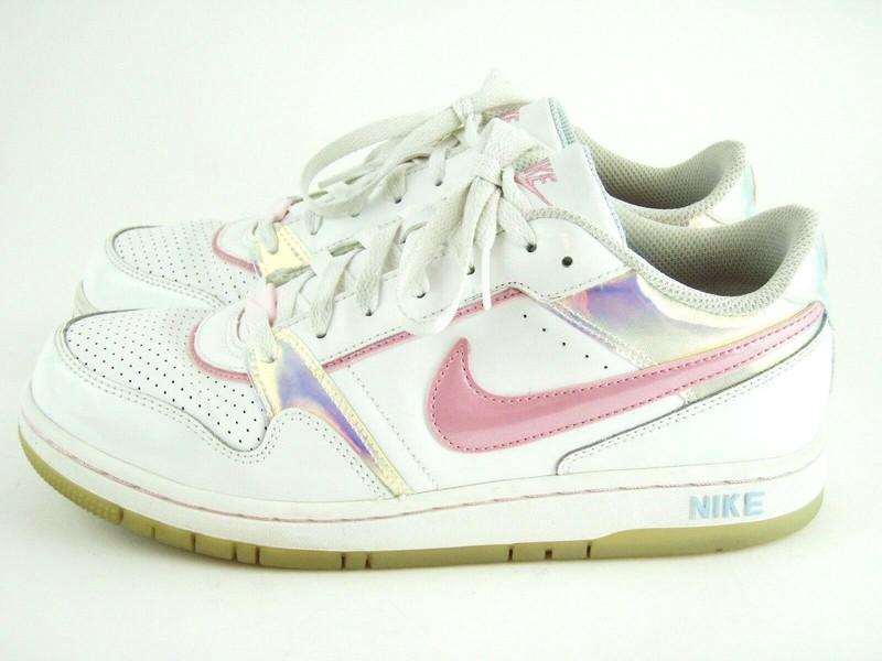 NIKE Size 7y - White & Shiny Pearl Pink Athletic Casual Sneakers Shoes Women's 9