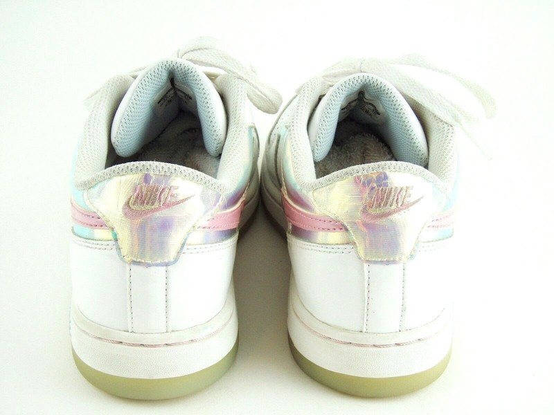 NIKE Size 7y - White & Shiny Pearl Pink Athletic Casual Sneakers Shoes Women's 9