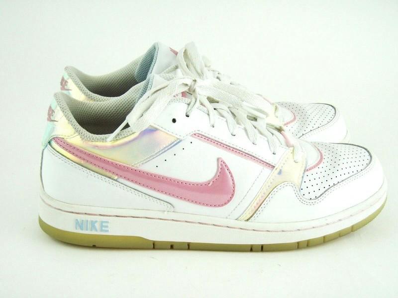 NIKE Size 7y - White & Shiny Pearl Pink Athletic Casual Sneakers Shoes Women's 9