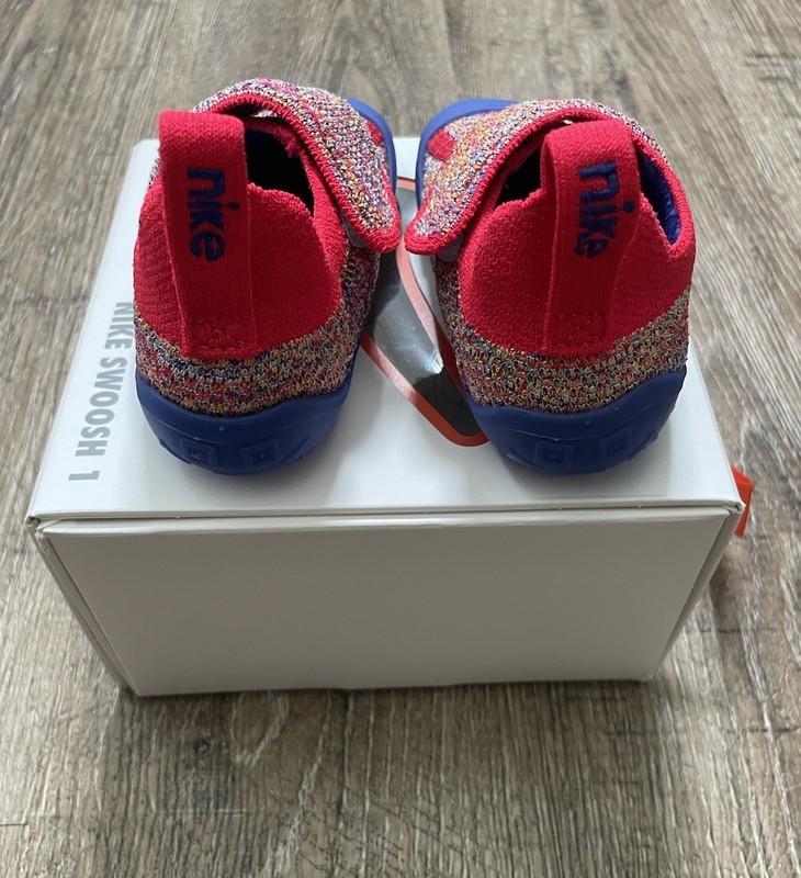 Nike Swoosh 1 TD Infant Fkyknit Shoes Sail Game Royal Siren Red Sz 6C FB3244-100