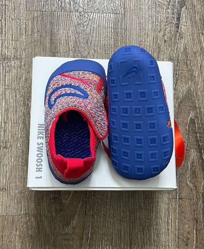 Nike Swoosh 1 TD Infant Fkyknit Shoes Sail Game Royal Siren Red Sz 6C FB3244-100