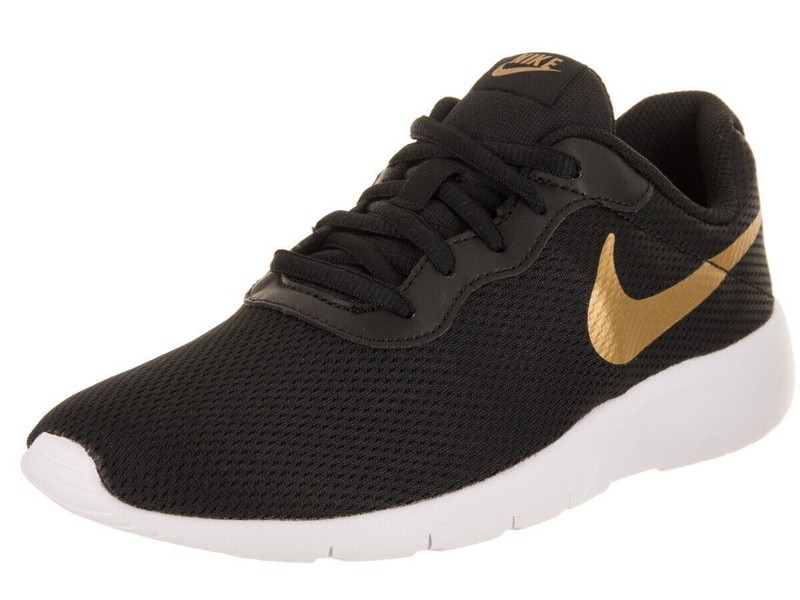 Nike Tanjun GS Black Metallic Gold White Big Kids Running Shoes 818381 016
