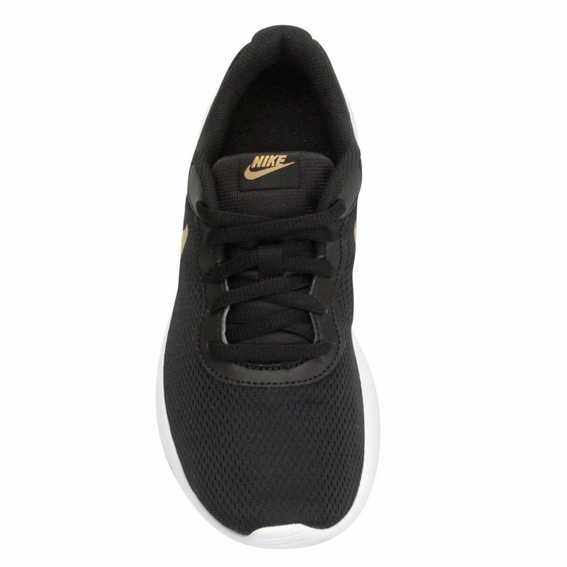 Nike Tanjun GS Black Metallic Gold White Big Kids Running Shoes 818381 016