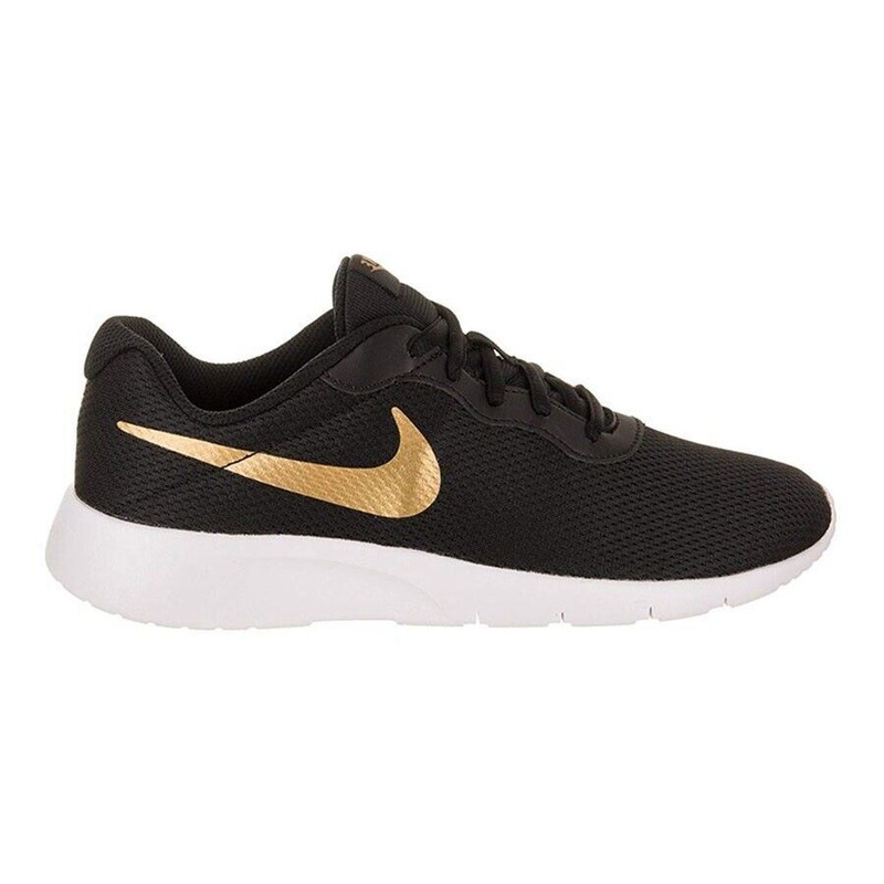 Nike Tanjun GS Black Metallic Gold White Big Kids Running Shoes 818381 016