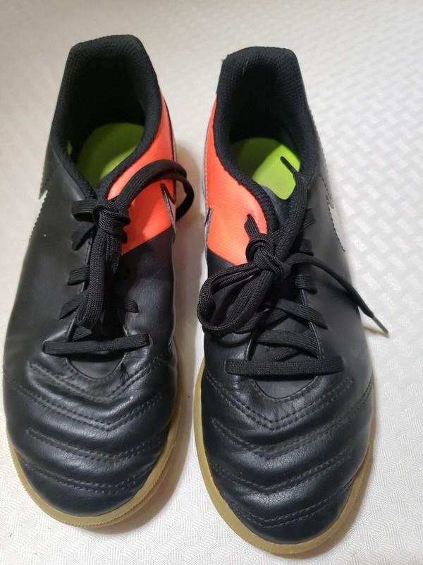 Nike Tiempo Rio III IC - 819196-018 - Black White Orange Soccer Boys Size 4.5 Y