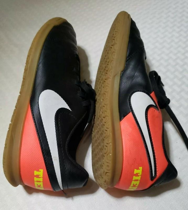 Nike Tiempo Rio III IC - 819196-018 - Black White Orange Soccer Boys Size 4.5 Y