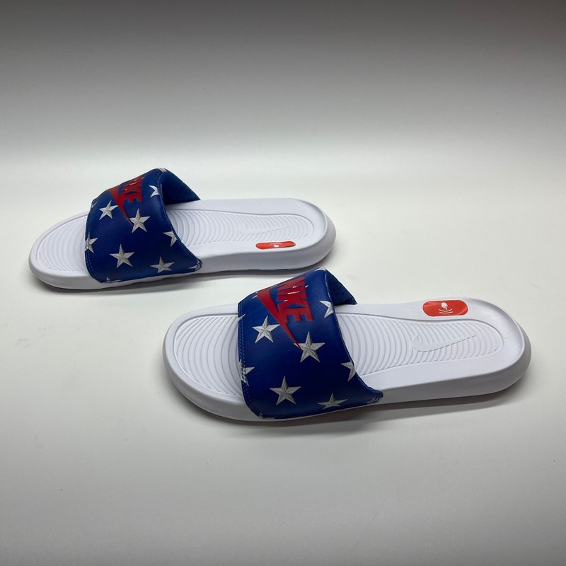 NIKE VICTORI ONE WOMENS SLIDES RED WHITE BLUE STARS SIZE 9