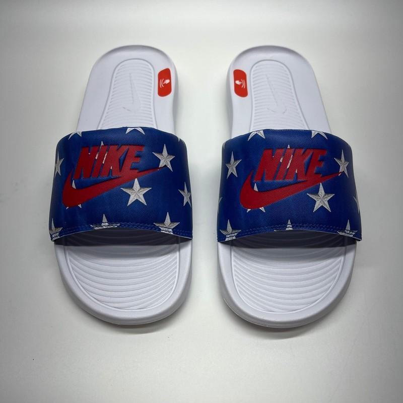 NIKE VICTORI ONE WOMENS SLIDES RED WHITE BLUE STARS SIZE 9